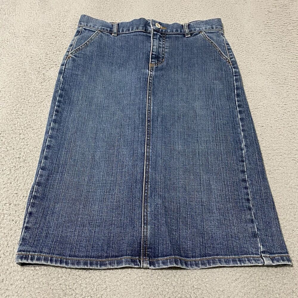 Gap Denim Skirt Women 4 / 30 Blue Jean Knee Length Flap Pocket Pencil Western
